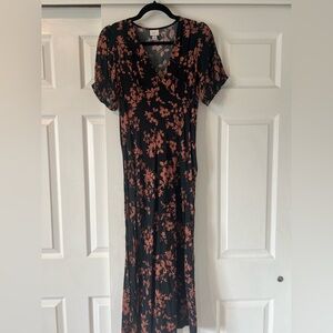 a new day Black and Pink Floral Maxi Dress